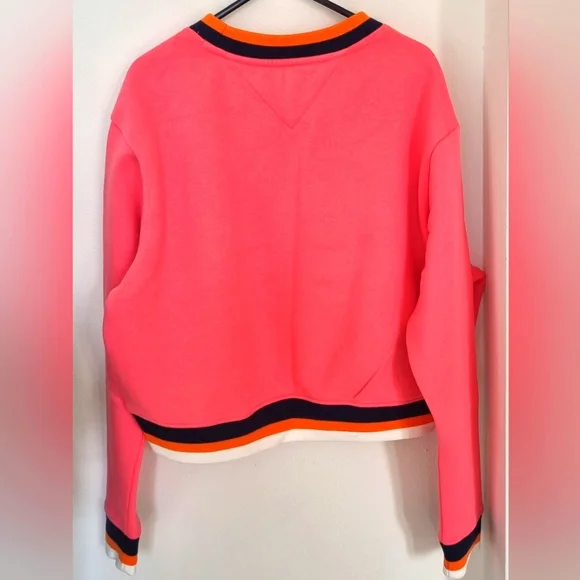 TOMMY HILFIGER Tommy Jeans Pink Regular Crop Tropic Crew Size Medium - Picture 2 of 3